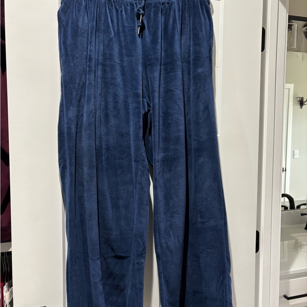 Universal Thread Women's Wide Leg Pants - Navy Blue Velour, Size XL
